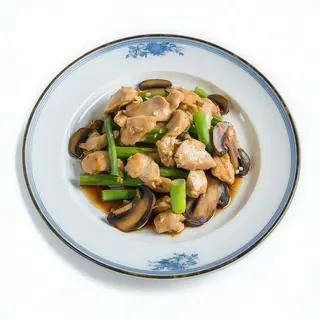 70.Pollo con bambú y setas chinas
