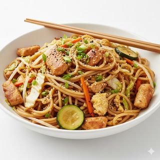 Spaghetti saltati con pollo