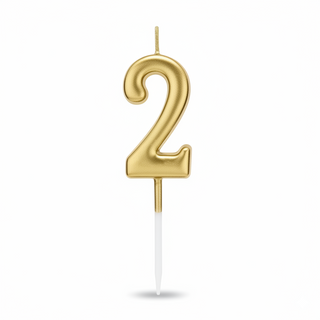 Vela número "2" dorada