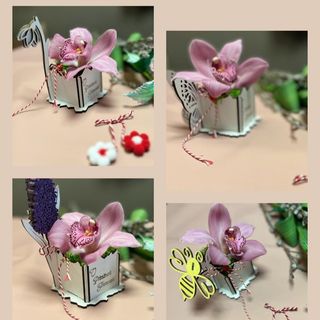 Mărțișor cu orhidee - florile lemn