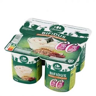Yogur Bífidus Desnatado Trozos Muesli Carrefour 4x125 Gr.