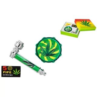 Set pipa metalică, grinder plastic și site