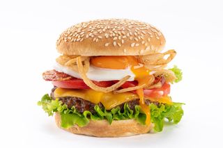 Sunny eggs bacon burger