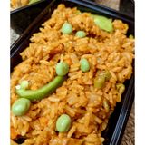 Garnished chicken jollof rice