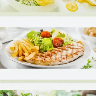 Pechuga De Pollo A La Plancha Con Ensalada Y Patatas