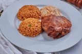 Jollof Combo: Jollof  Rice, Peppered Chicken & Coleslaw