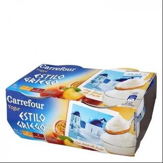 Yogur Griego Bicapa Maracuyá, Melocotón Carrefour 4x125 Gr.