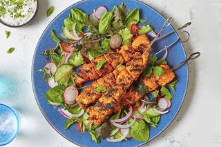 Piatto con seekh kebab e insalata 2 pezzi