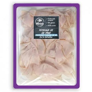 Pechuga De Pavo Reducida En Sal Lonchas Extrafinas Carrefour 90 Gr.