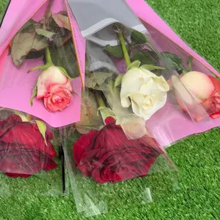 5 fleurs individuelles avec emballage 