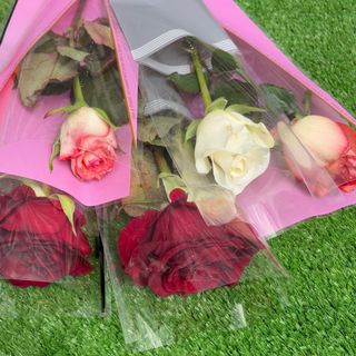 5 fleurs individuelles avec emballage 