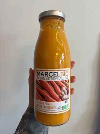 Zuppa artigianale carota, patata dolce, zenzero marcel bio