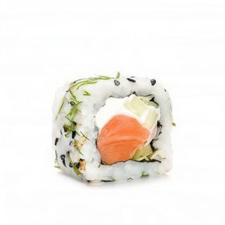 Uramaki de salmón, pepino, eneldo y queso crema (4 uds.)