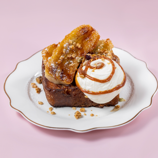 French toast with caramelized banana and cream cheese 