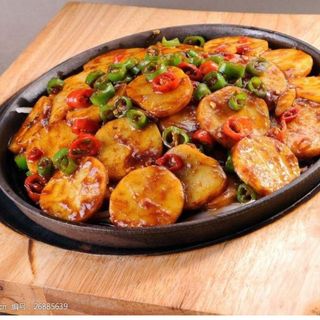 Gamberetti con patate alla piastra 