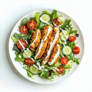 Insalata con pollo fritto