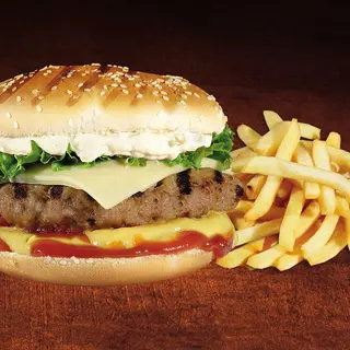 Burger toast meniu cu cartofi prajiti