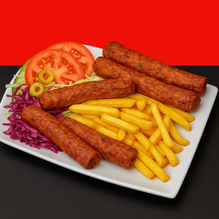 Seekh Kebab Con Patatas y ensalada