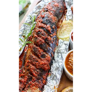 Grilled Catfish With Fish, Sweet Potato Chips and Salad