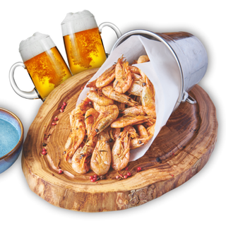 Ведро креветок 500гр + 1л пенного 