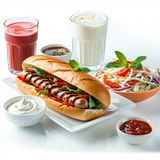 Сандвич с карначе и сос  + салата Лютеница / Колсло + Айрян