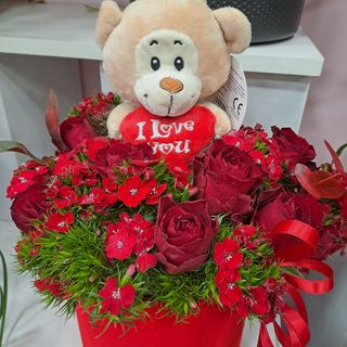 Flower Box mix S. Valentino con peluche s