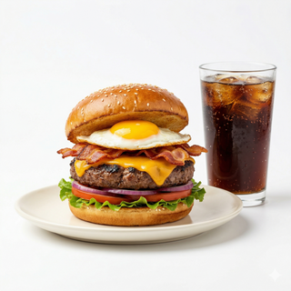 Hamburguesa de vaca de pasto (150 gr) + Bebida