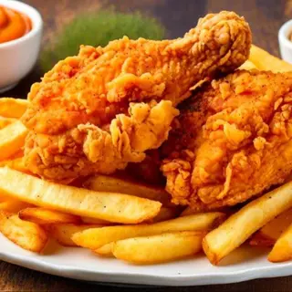 Pollo broaster con patatas