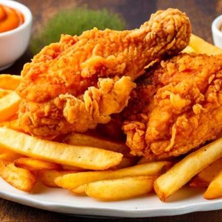 Pollo broaster con patatas