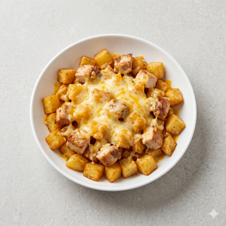 Ración De Patatas Con Pollo Y Queso