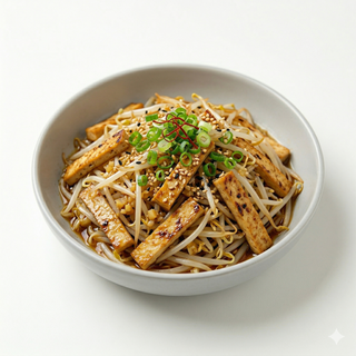 Soja con rollo de tofu (豆芽炒豆丝)