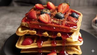 Waffle con marmellata di fragole e cannella