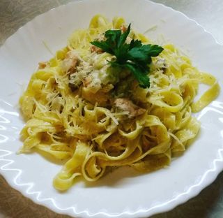 Фетучини с сёмгой