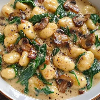 Creamy Spinach And Mushroom Gnocchi