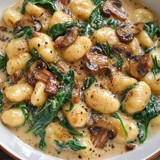 Creamy Spinach And Mushroom Gnocchi