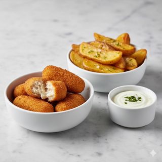 Croquetas De Pollo, Patatas Y Salsa Blanca (6 U)