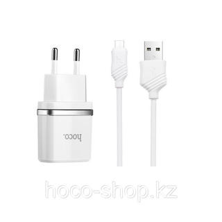 Зарядное устройство C12 Hoco с кабелем Micro, White 