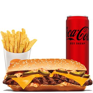 Екстра Лонг Чили Чийз Бургер Меню (703г)