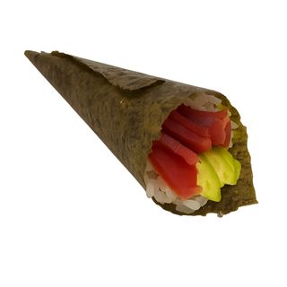 Temaki de atún rojo, aguacate y salsa kimchi (1 uds)