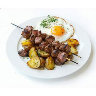 Pinchos,patatas y huevo