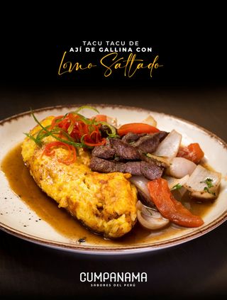 Tacu Tacu de Aji de Gallina con Lomo Saltado