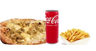 Capricciosa con patatine fritte e bevanda a scelta