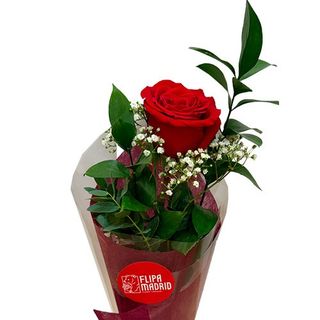 Ramo con 1 rosa  roja y verdes