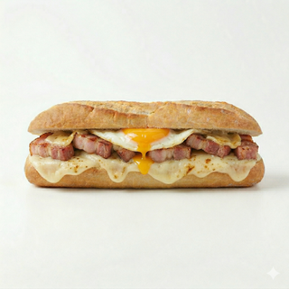Baguette De Bacón, Queso y Huevo