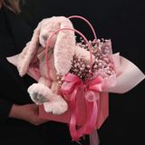 Сумочка з гіпсофілою та зайчиком у рожевому кольорі