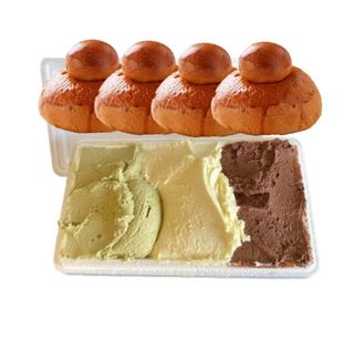menu vaschetta 1 Kg. + 4 brioche siciliane col tuppo