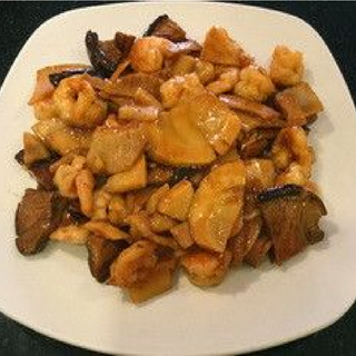 Gambas con Bambú y Setas Chinas