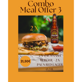 Combo 3 - 2x The SMASH Burger+ Krompir+ Ketchup+ 2x Paun R Lager 0.33l