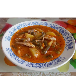 Зелен фасул с пилешко на фурна