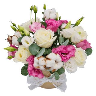 Cutie cu flori albe si roz